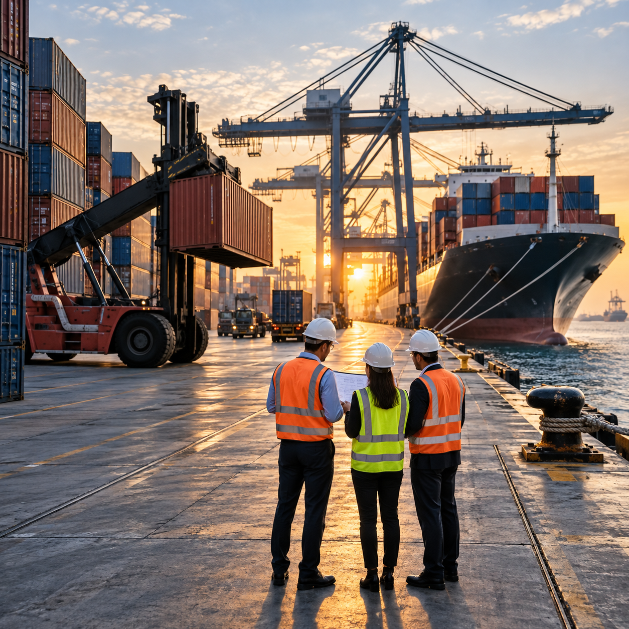 Container port operations and freight planning team